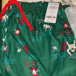 Carters adult medium Christmas Santa pajama bottoms green
